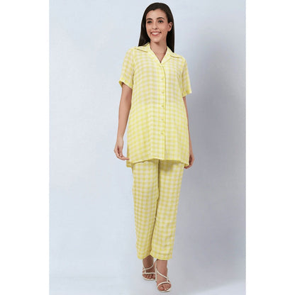 First Resort by Ramola Bachchan Citrus Lemon Checked Co-Ord (Set of 2)