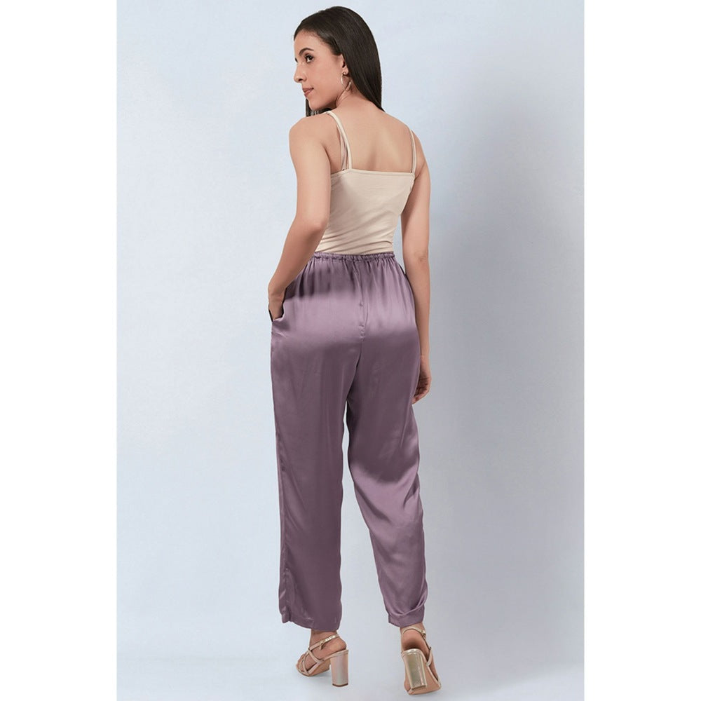 First Resort by Ramola Bachchan Purple Ruffle Dress with Satin Pants (Set of 2)