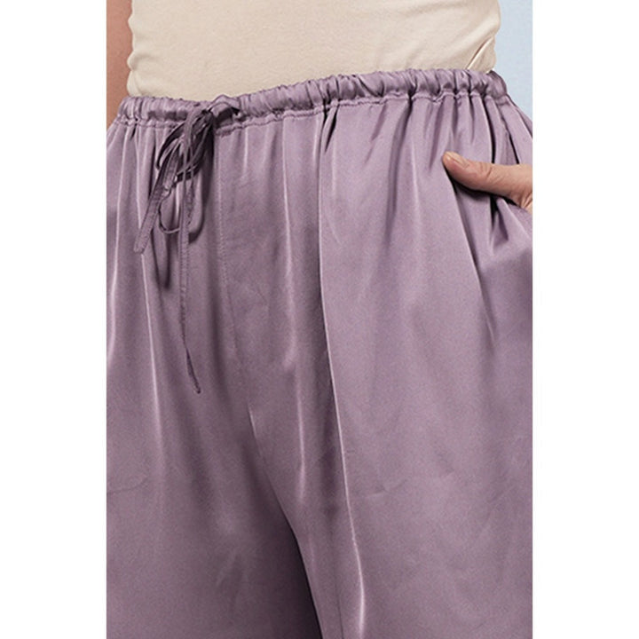 First Resort by Ramola Bachchan Purple Ruffle Dress with Satin Pants (Set of 2)