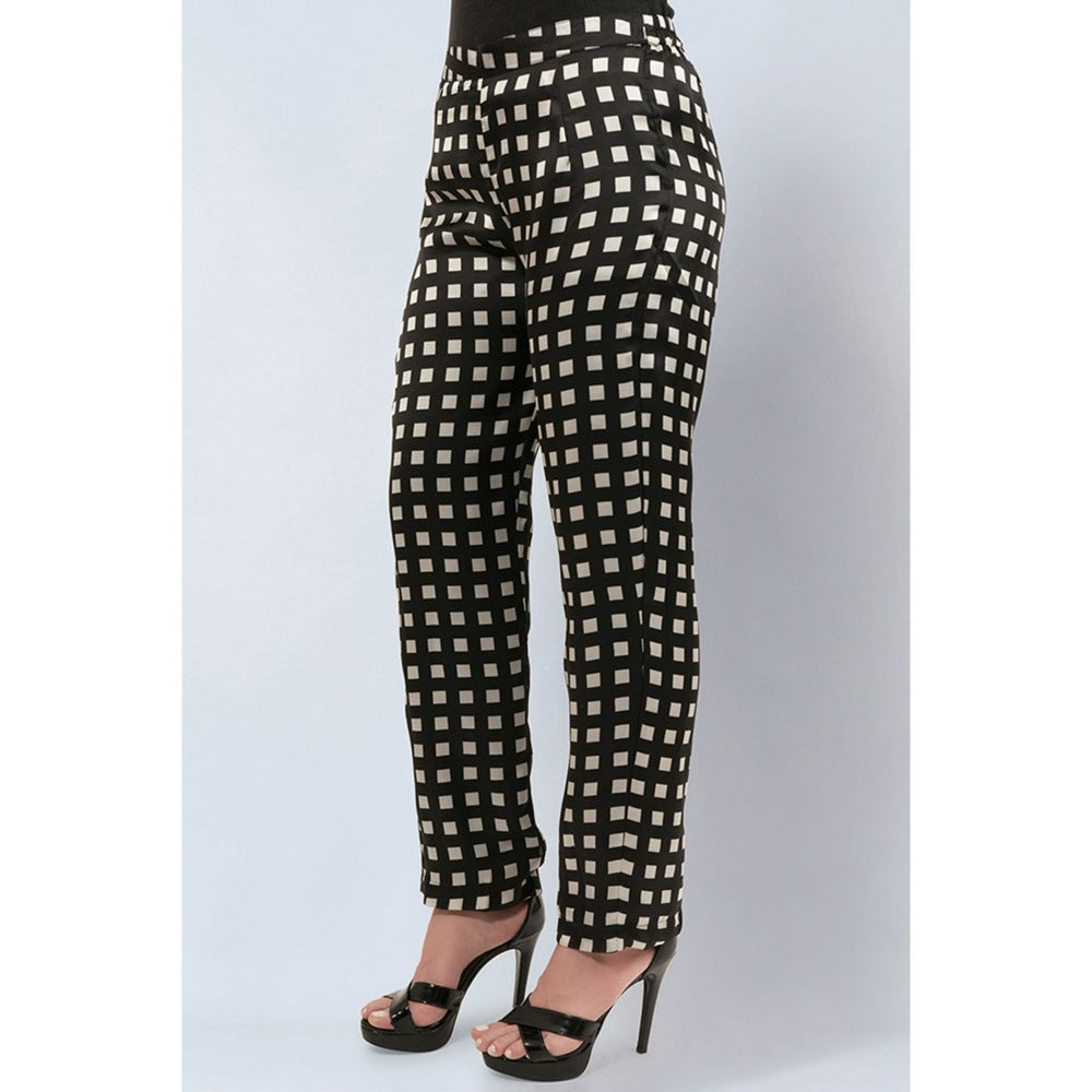First Resort by Ramola Bachchan Ivory and Black Box Pants