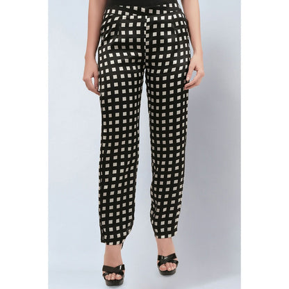 First Resort by Ramola Bachchan Ivory and Black Box Pants