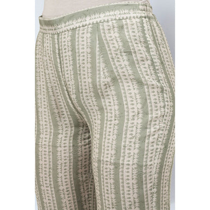 First Resort by Ramola Bachchan Sage Green and Ecru Stripe Pants