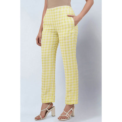 First Resort by Ramola Bachchan Citrus Lemon Checked Pants