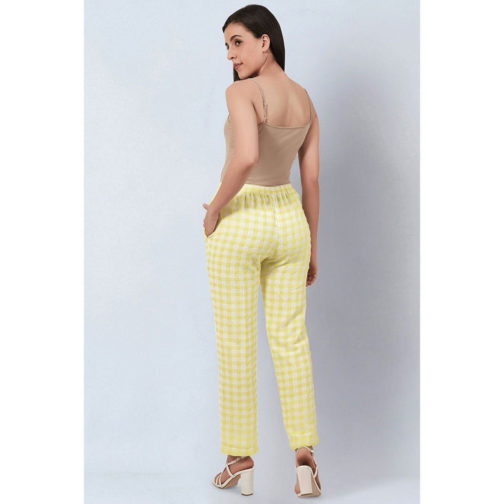First Resort by Ramola Bachchan Citrus Lemon Checked Pants