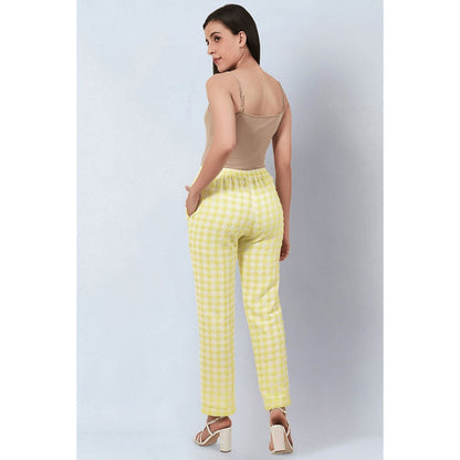 First Resort by Ramola Bachchan Citrus Lemon Checked Pants