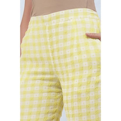 First Resort by Ramola Bachchan Citrus Lemon Checked Pants