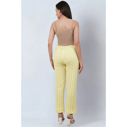 First Resort by Ramola Bachchan Citrus Lemon Checked Pants