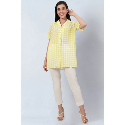 First Resort by Ramola Bachchan Citrus Lemon Checked Shirt