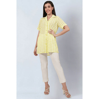 First Resort by Ramola Bachchan Citrus Lemon Checked Shirt