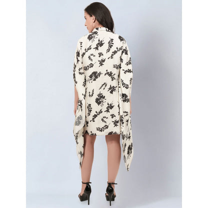 First Resort By Ramola Bachchan Off White And Black Floral Kaftan Mini Dress