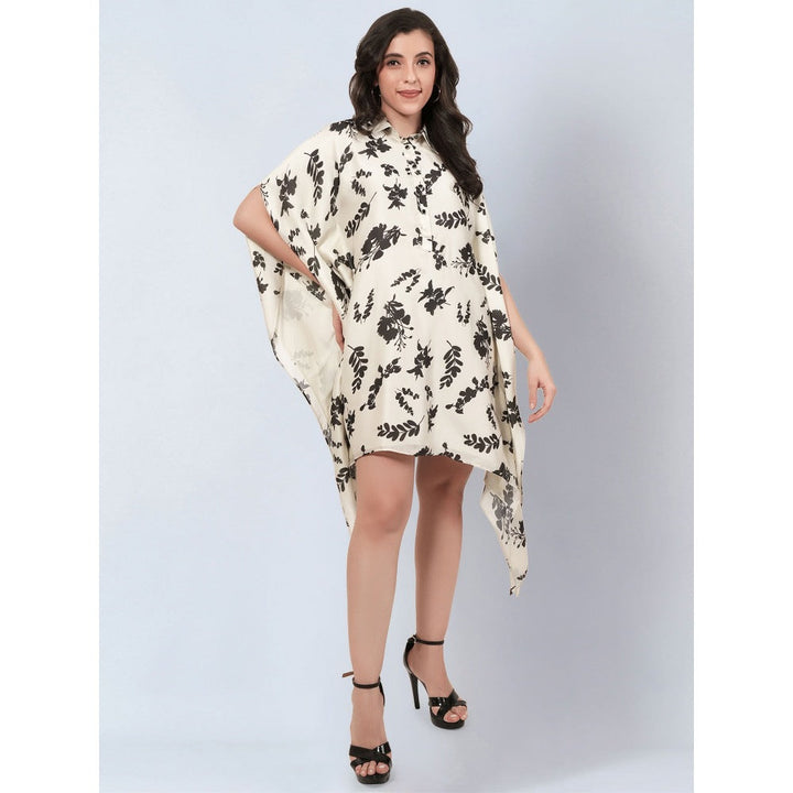First Resort By Ramola Bachchan Off White And Black Floral Kaftan Mini Dress
