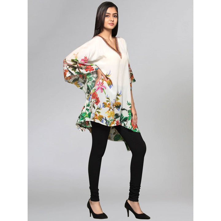 First Resort by Ramola Bachchan Multicoloured Embellished Floral Kaftan Top