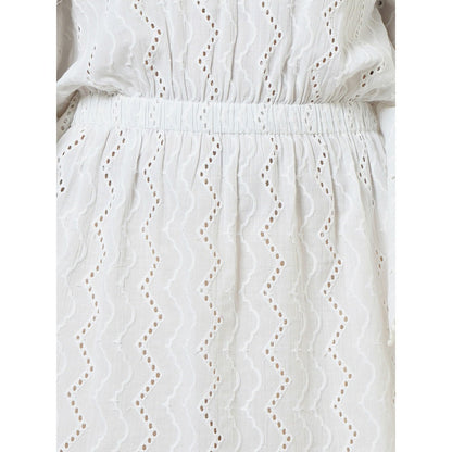 First Resort by Ramola Bachchan White Eyelet Kaftan Top