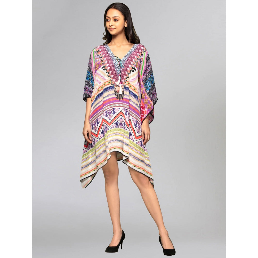 First Resort by Ramola Bachchan Pink Geometric Kaftan Tunic