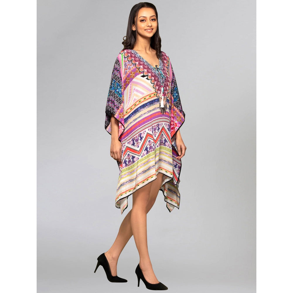 First Resort by Ramola Bachchan Pink Geometric Kaftan Tunic