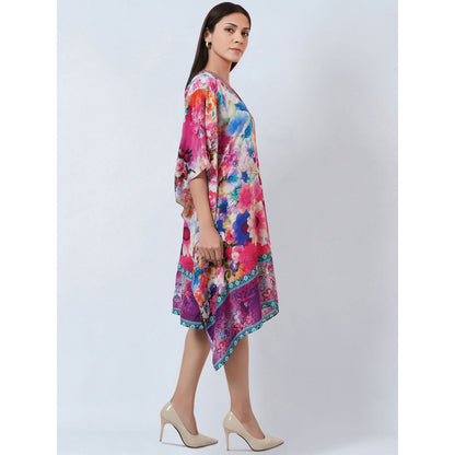 First Resort by Ramola Bachchan Multicoloured Botanical Print Silk Kaftan Tunic
