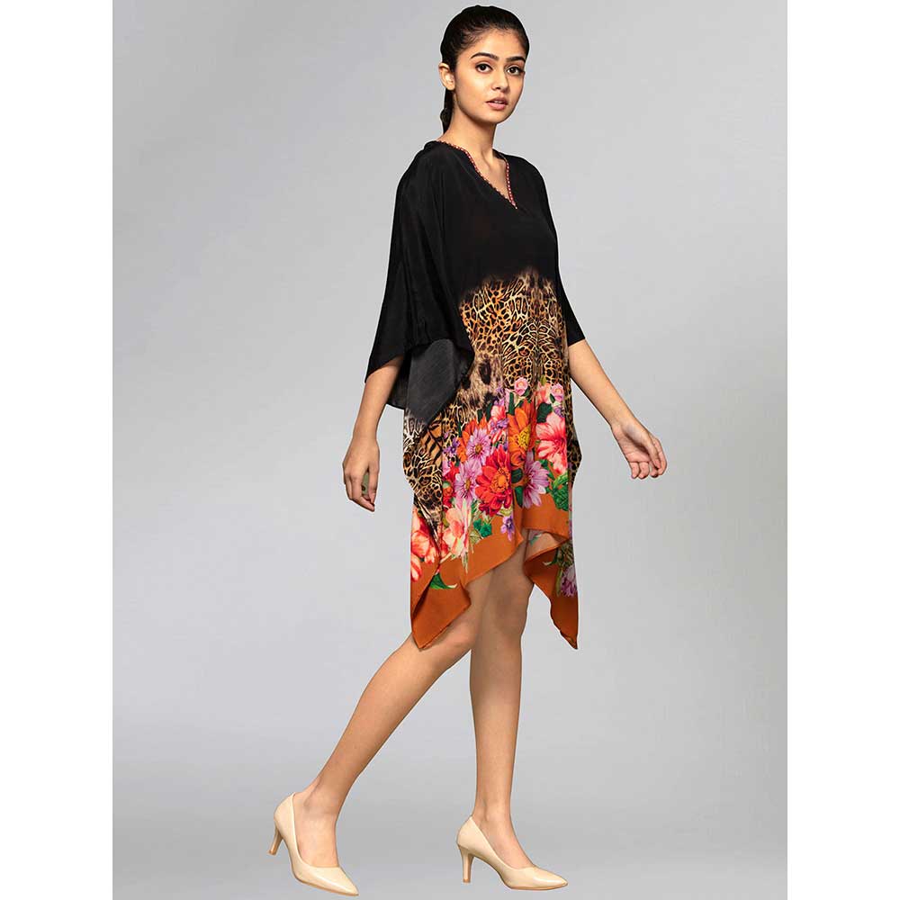 First Resort by Ramola Bachchan Black And Orange Kaftan Tunic