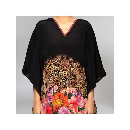 First Resort by Ramola Bachchan Black And Orange Kaftan Tunic