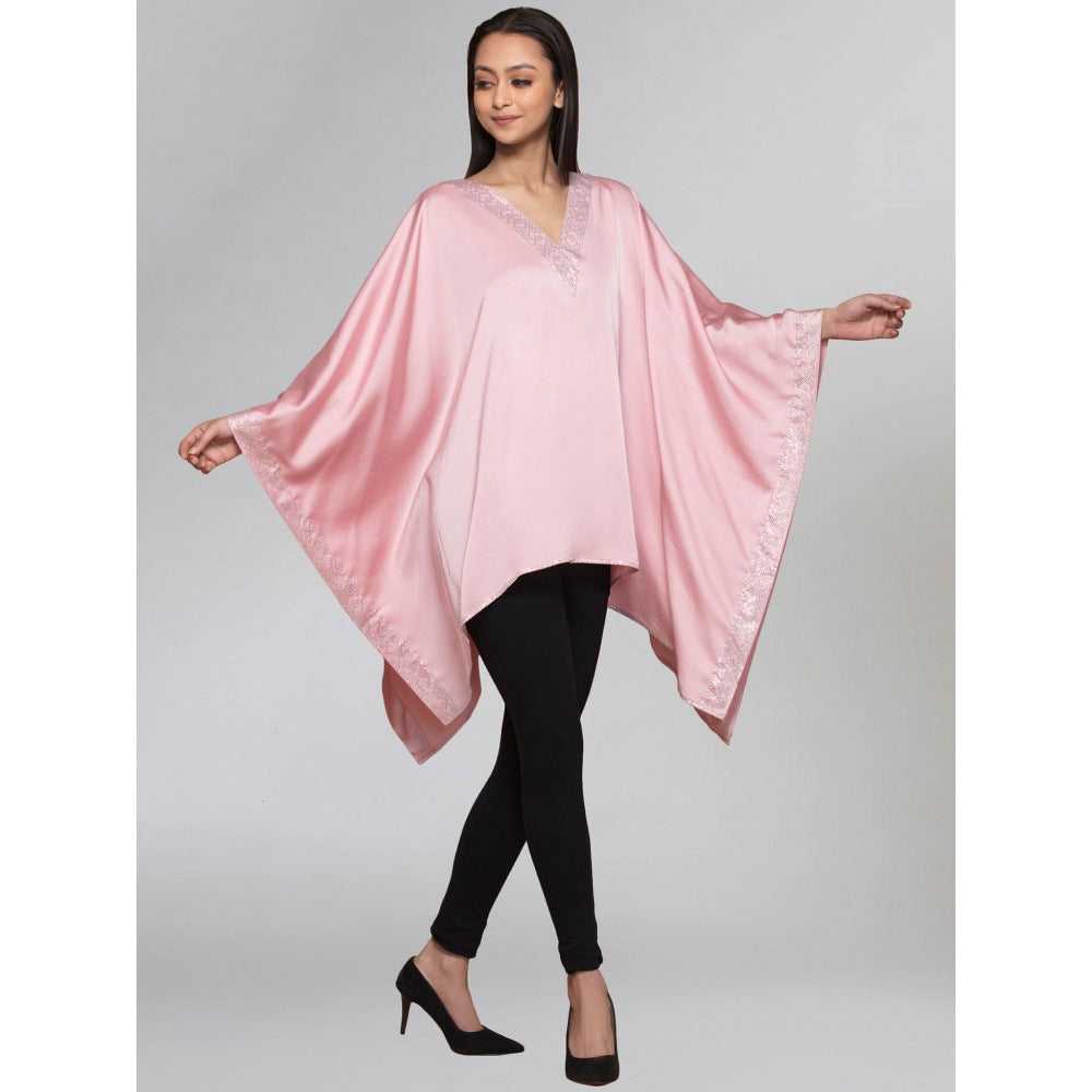 First Resort by Ramola Bachchan Pink Embellished Kaftan Top