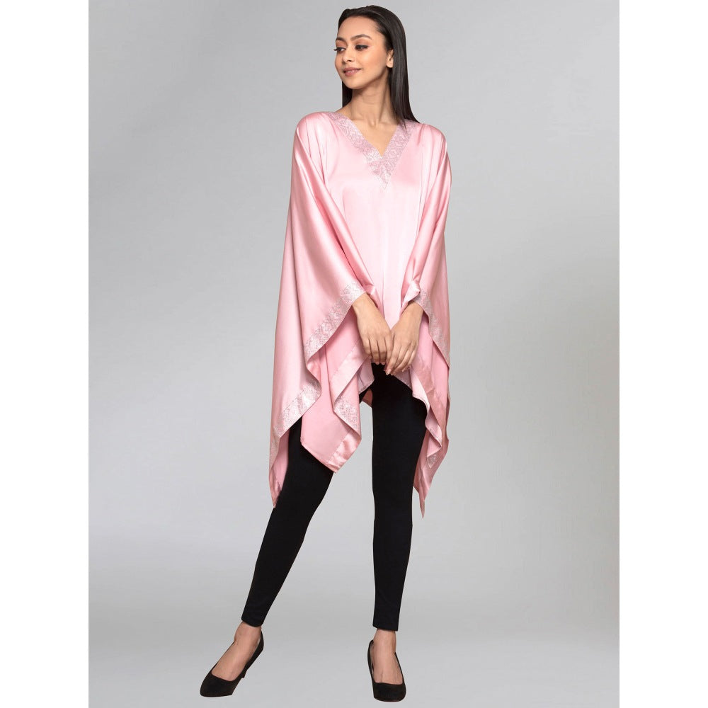 First Resort by Ramola Bachchan Pink Embellished Kaftan Top