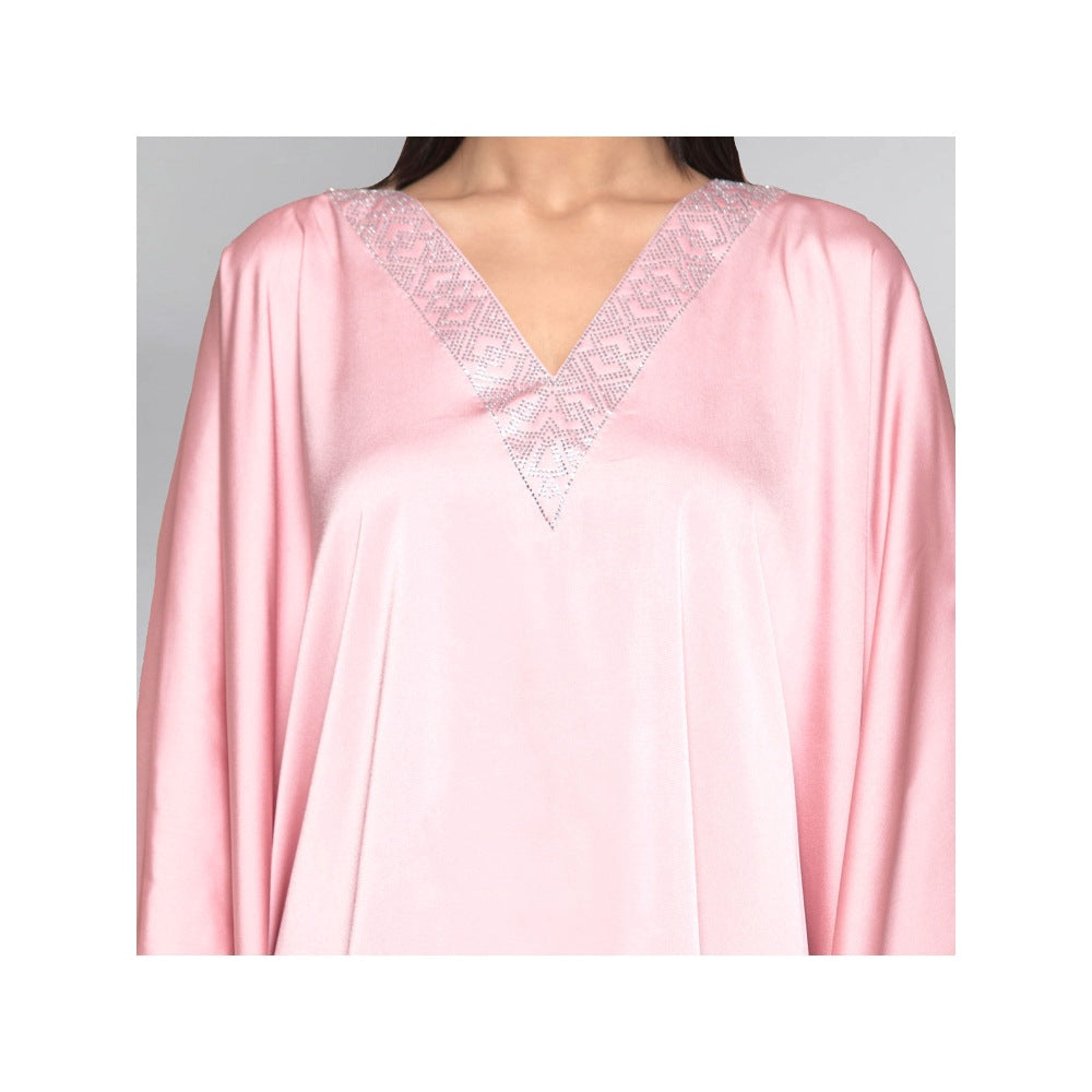 First Resort by Ramola Bachchan Pink Embellished Kaftan Top