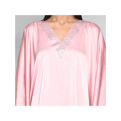 First Resort by Ramola Bachchan Pink Embellished Kaftan Top