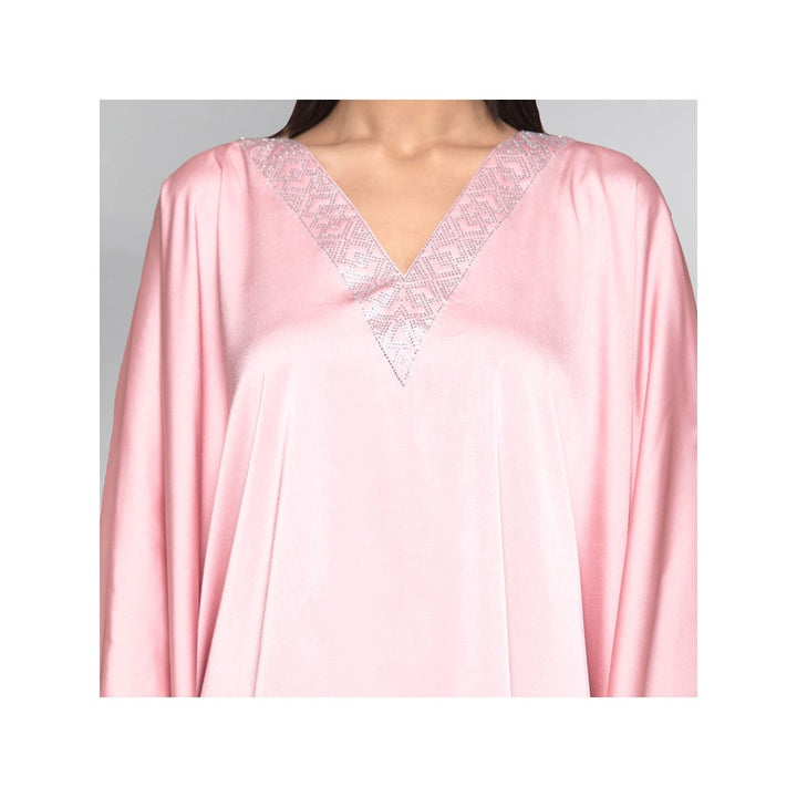 First Resort by Ramola Bachchan Pink Embellished Kaftan Top