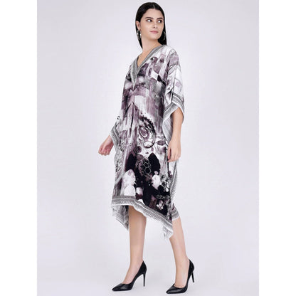 First Resort by Ramola Bachchan Black And White Abstract Mid Length Kaftan