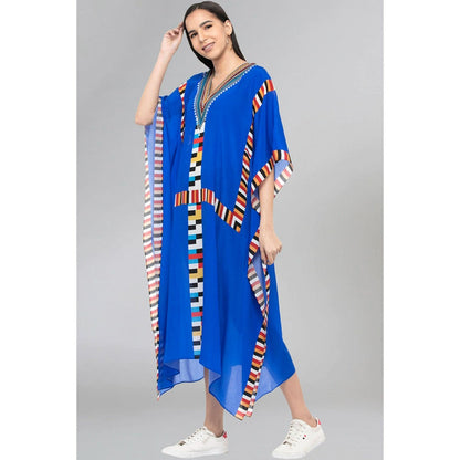 First Resort by Ramola Bachchan Navy Blue Geometric Mid Length Kaftan
