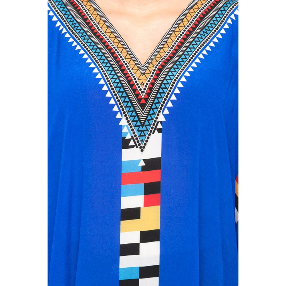 First Resort by Ramola Bachchan Navy Blue Geometric Mid Length Kaftan