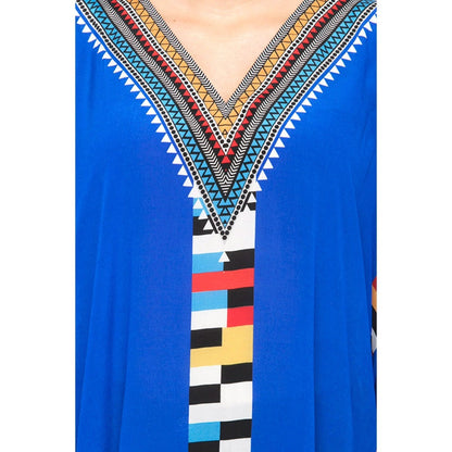 First Resort by Ramola Bachchan Navy Blue Geometric Mid Length Kaftan