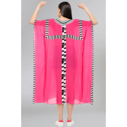 First Resort by Ramola Bachchan Pink Geometric Mid Length Kaftan