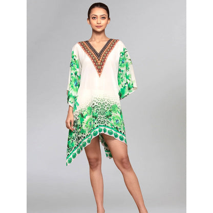 First Resort by Ramola Bachchan Green Floral Mid Length Kaftan