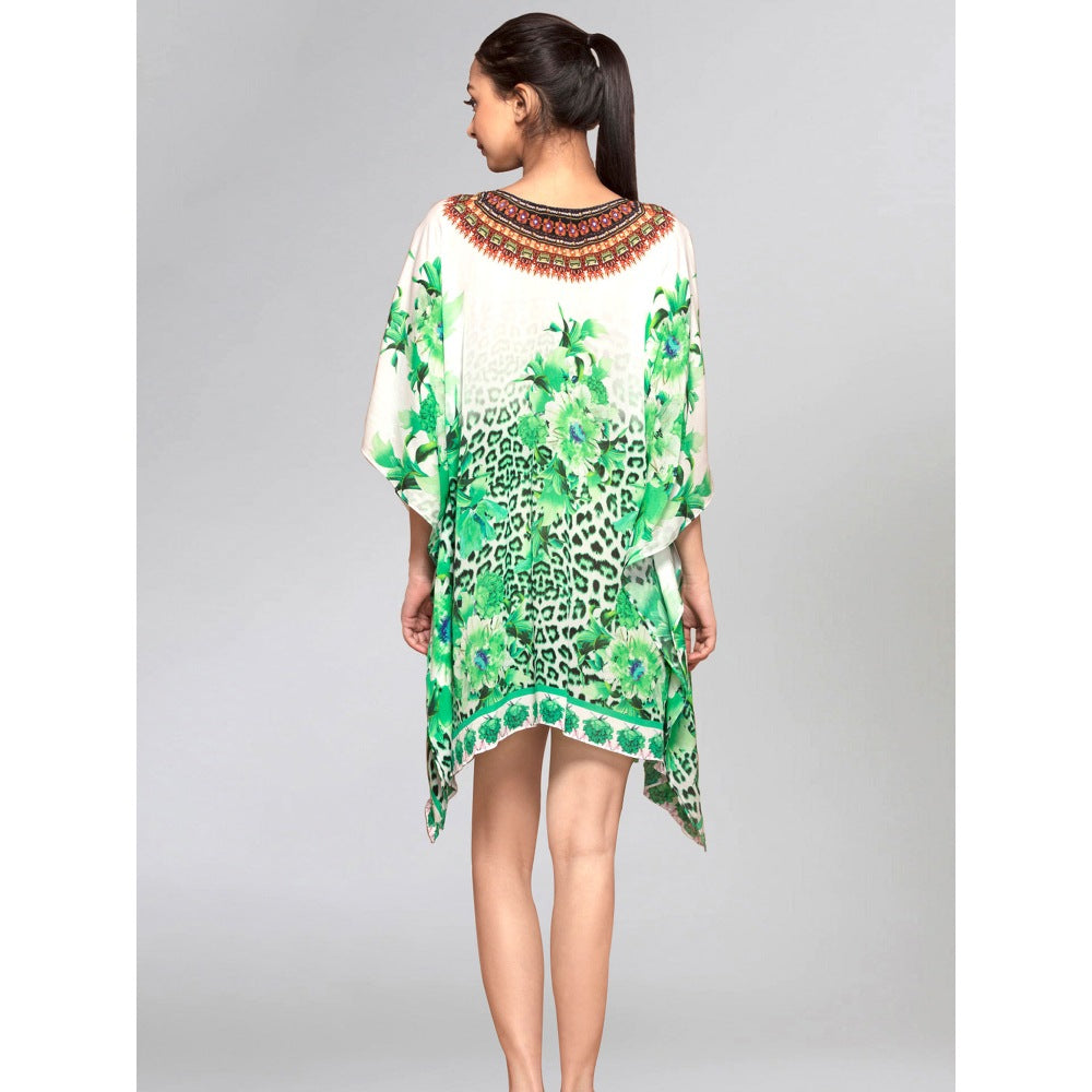 First Resort by Ramola Bachchan Green Floral Mid Length Kaftan