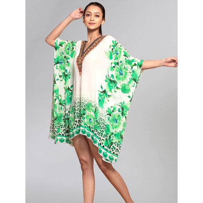 First Resort by Ramola Bachchan Green Floral Mid Length Kaftan
