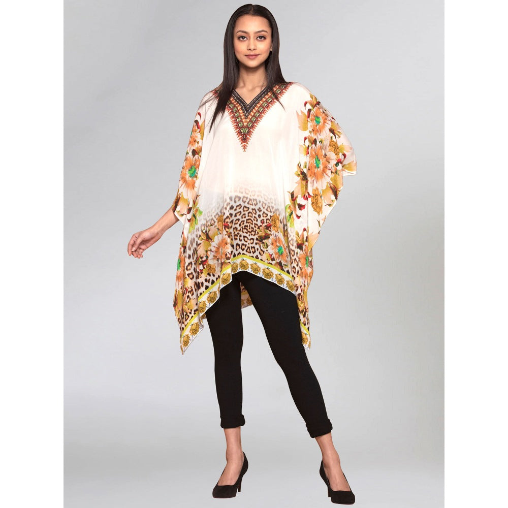 First Resort by Ramola Bachchan Yellow Floral Mid Length Kaftan
