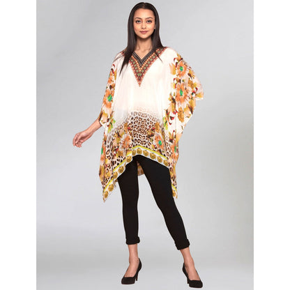 First Resort by Ramola Bachchan Yellow Floral Mid Length Kaftan