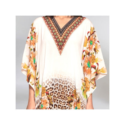 First Resort by Ramola Bachchan Yellow Floral Mid Length Kaftan