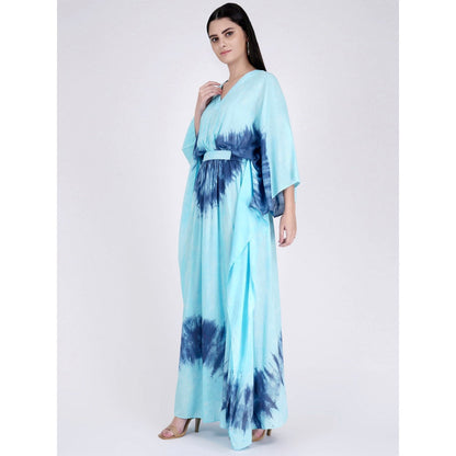 First Resort by Ramola Bachchan Blue Tie-Dye Full Length Kaftan