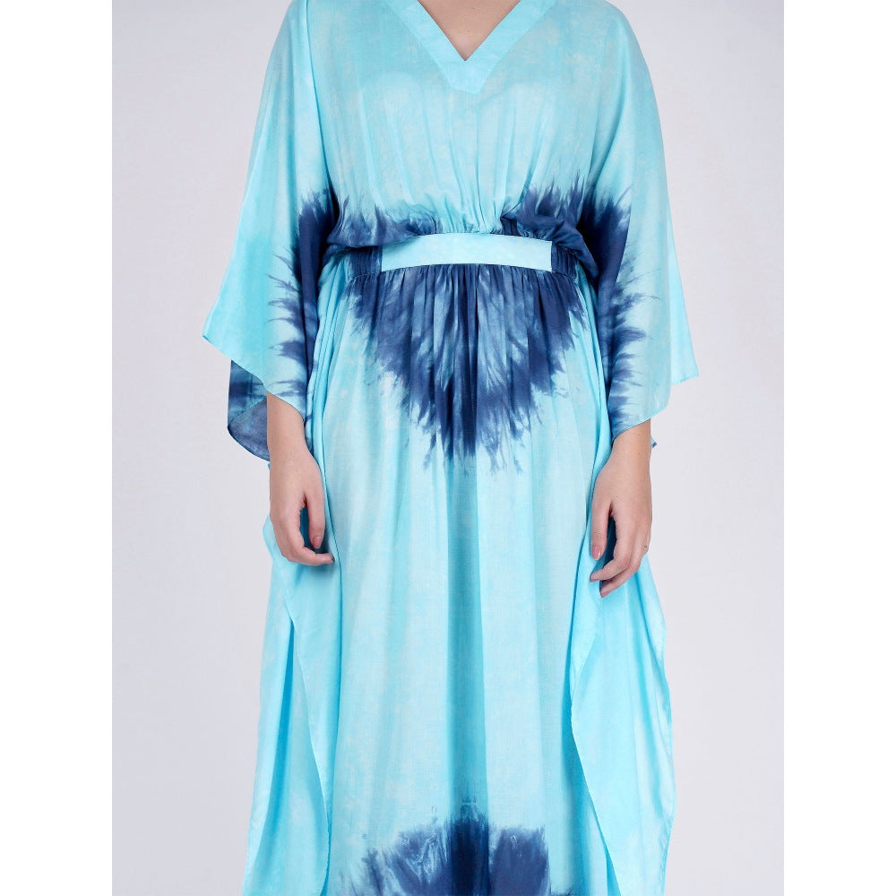 First Resort by Ramola Bachchan Blue Tie-Dye Full Length Kaftan
