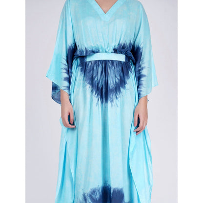 First Resort by Ramola Bachchan Blue Tie-Dye Full Length Kaftan