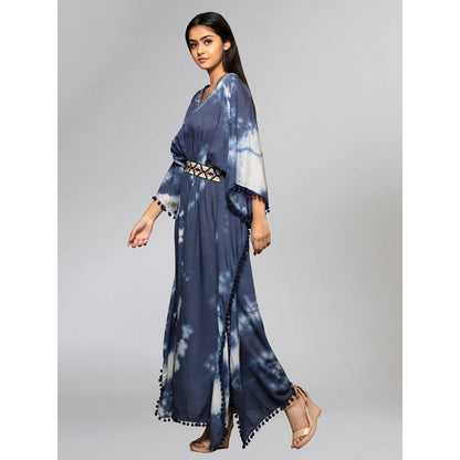 First Resort by Ramola Bachchan Dark Blue Tie-Dye Full Length Kaftan