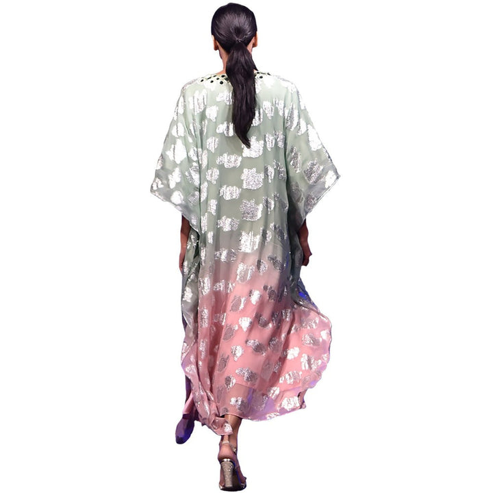 First Resort by Ramola Bachchan Pink And Green Ombre Full Length Kaftan