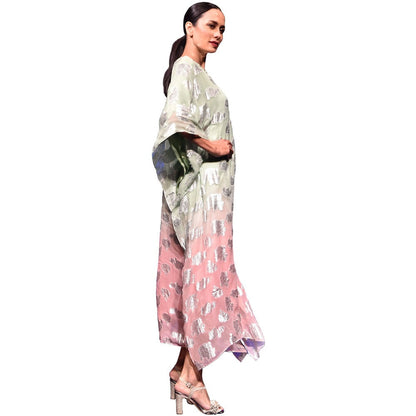 First Resort by Ramola Bachchan Pink And Green Ombre Full Length Kaftan