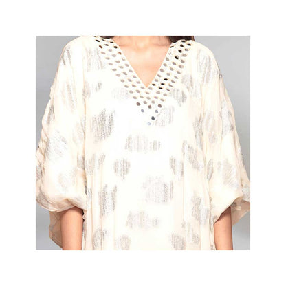 First Resort by Ramola Bachchan Ivory Ombre Full Length Kaftan