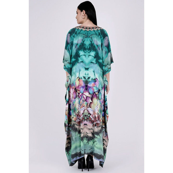 First Resort by Ramola Bachchan Multicoloured Embellished Silk Full Length Kaftan