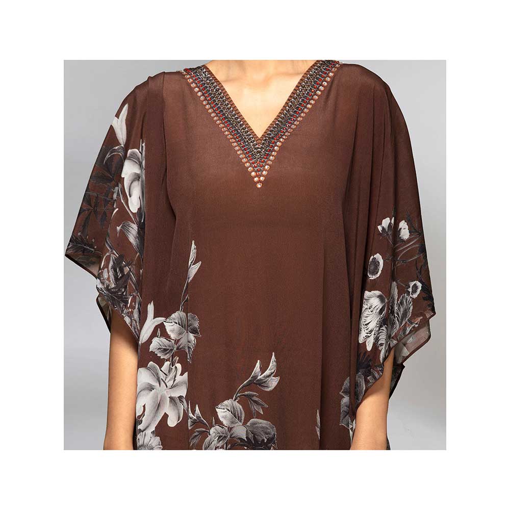 First Resort by Ramola Bachchan Brown Kaftan