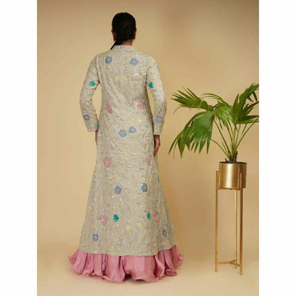 Farha Syed Pink Jacket with Skirt (Set of 2)