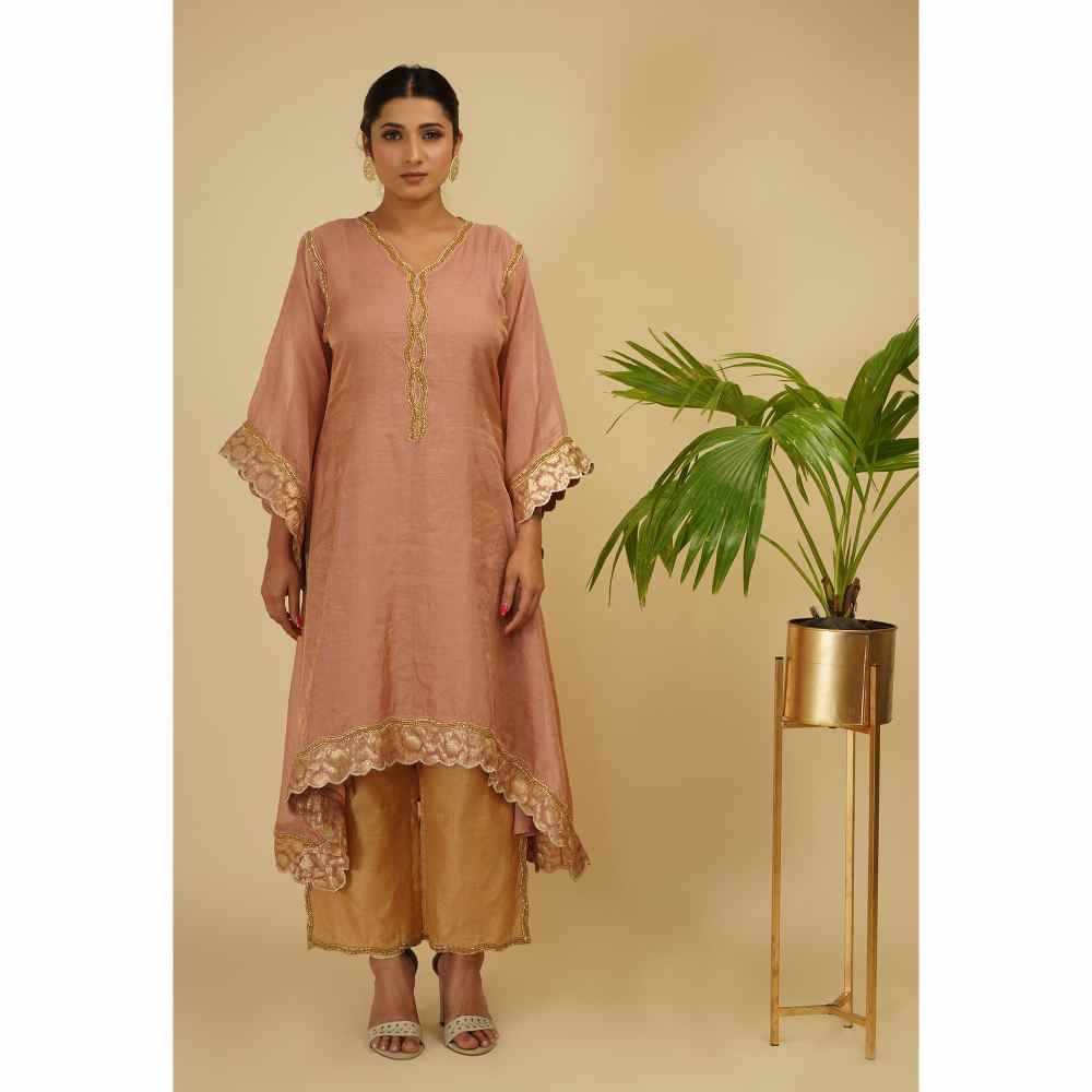 Farha Syed Dirty Rose Kurta (Set of 3)