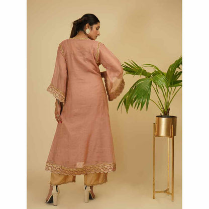Farha Syed Dirty Rose Kurta (Set of 3)